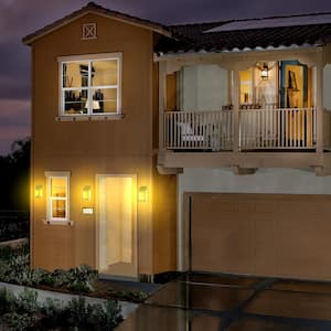 Outdoor Solar Wall Lantern Black Dusk to Dawn Outdoor Solar Wall Mount Sconce with Yellow/White Integrated LED Bulb