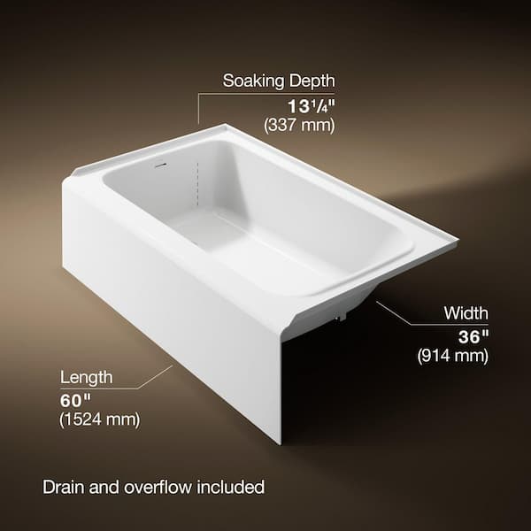 Paces 60 in. x 36 in. Soaking Bathtub with Left Hand Drain in White