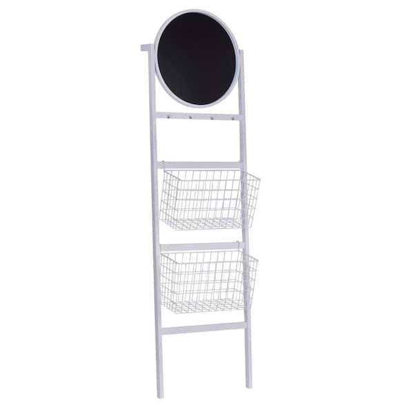Litton Lane Gold 2 Shelves Metal Wall Shelf with Round Mirror