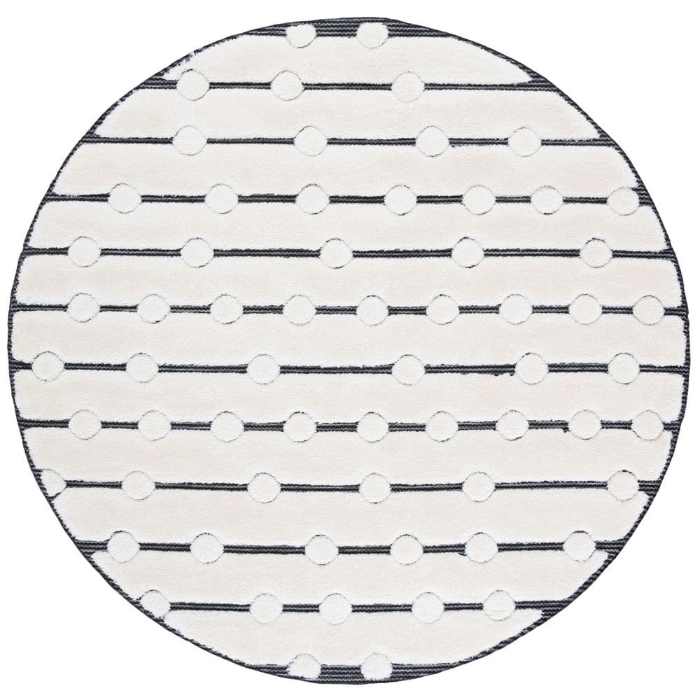Celebrity 7 ft. x 7 ft. Ivory/Black Dashed Lines Round Area Rug price history on PriceWatchPro