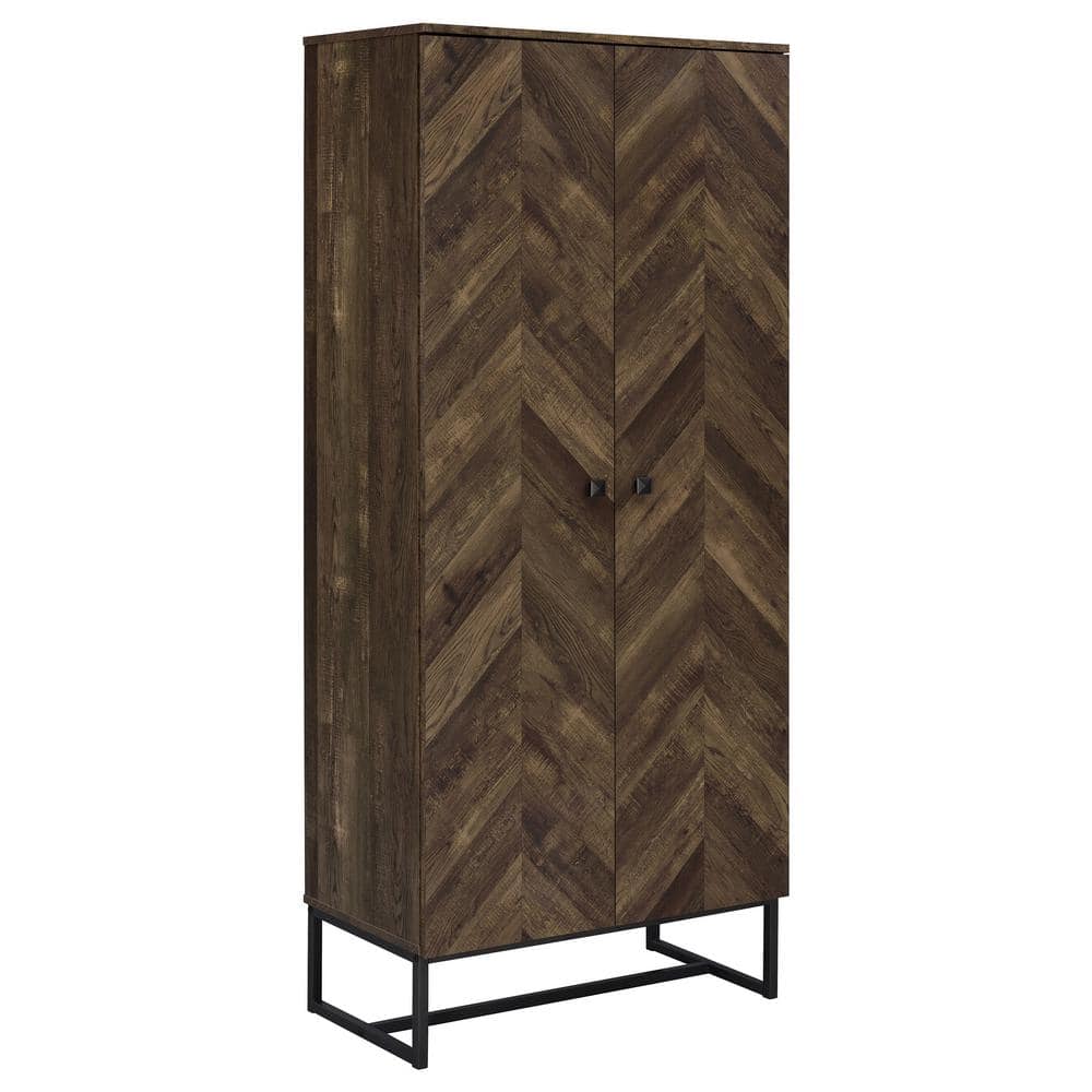 Rustic Oak Tall Office Cabinet with Adjustable Shelving