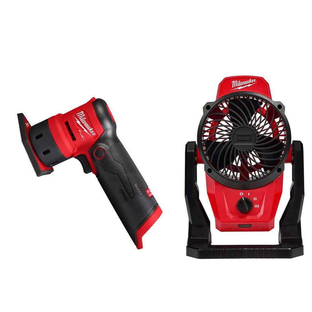 Milwaukee M12 FUEL Orbital Detail Sander (Tool-Only) w/M12 12-Volt  Lithium-Ion Cordless Jobsite Fan (Tool-Only) 2531-20-0820-20 The Home  Depot