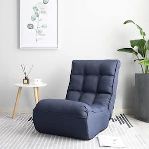 Blue Linen Lazy Recliner Chair with Adjustment Back
