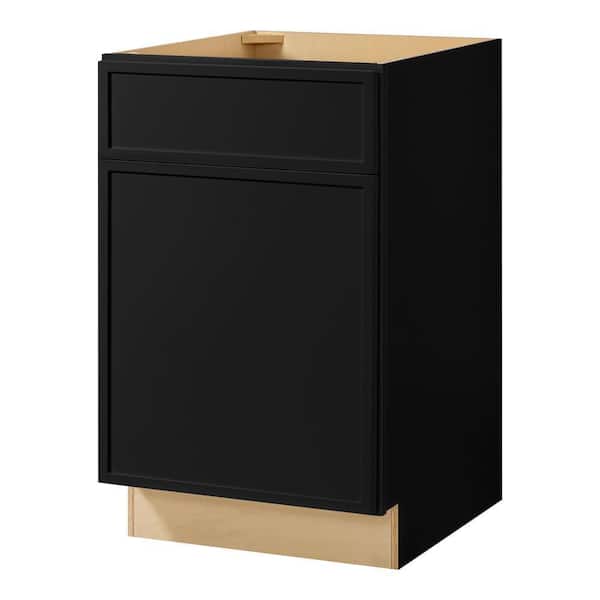 Leyton 21 in. W x 24 in. D x 34.5 in. H Ready to Assemble Plywood Slim Shaker Base Kitchen Cabinet in Raven Black