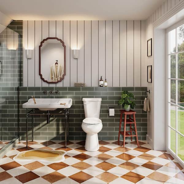 10 in. Rough In 2-Piece 1.28 GPF Single Flush Round Chair Height Toilet in White, 1000g MAP Score, Soft-Close Seat