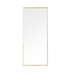 15.7 in. W x 59 in. H Rectangular Aluminum Framed Wall Hanging Standing or Leaning Bathroom Vanity Mirror in Gold