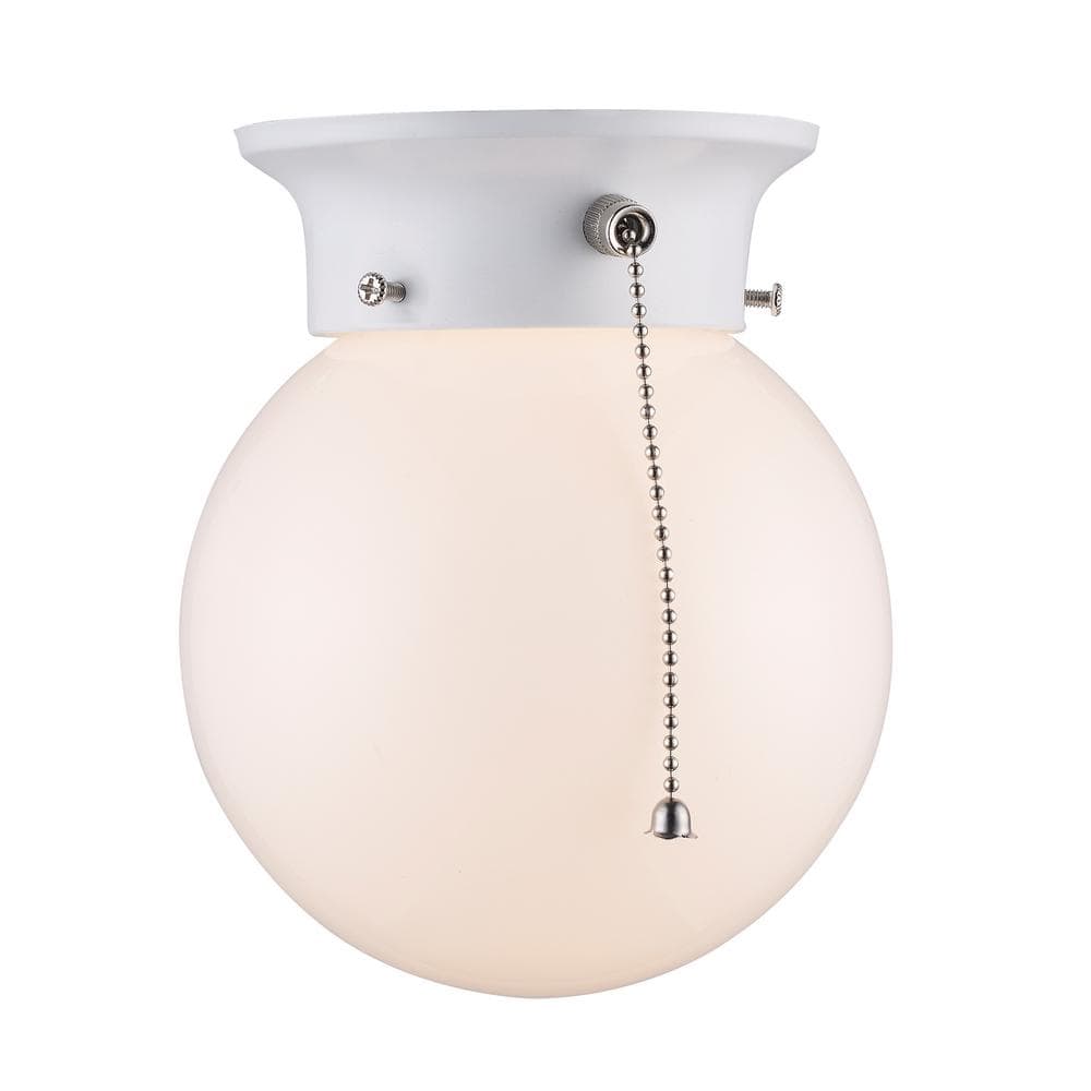 White Glass Globe Flush Mount with LED and Incandescent Options