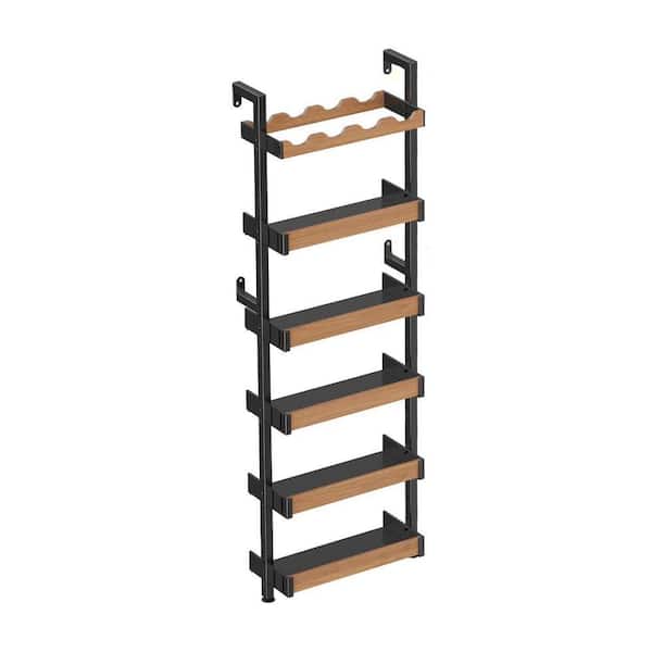 60in. H x 24in. W 60-Bottle Black Metal 6-Tier Wall Mounted Wine Rack for Kitchen Bar Dining Room