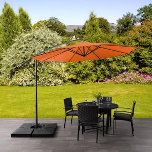 9.5 ft. Steel Cantilever UV Resistant Offset Patio Umbrella in Orange
