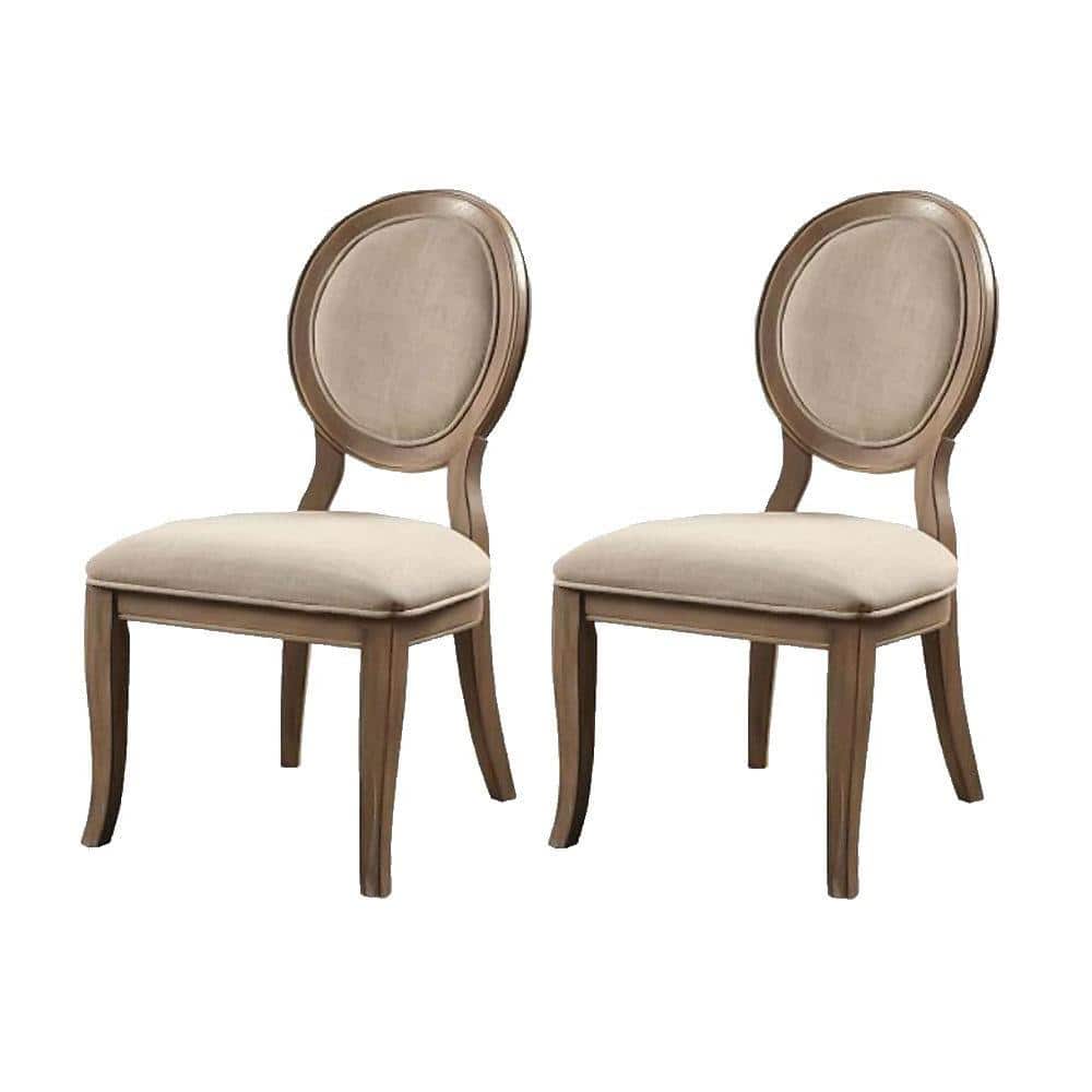 Siobhan Rustic Dark Oak and Ivory Linen Side Chair