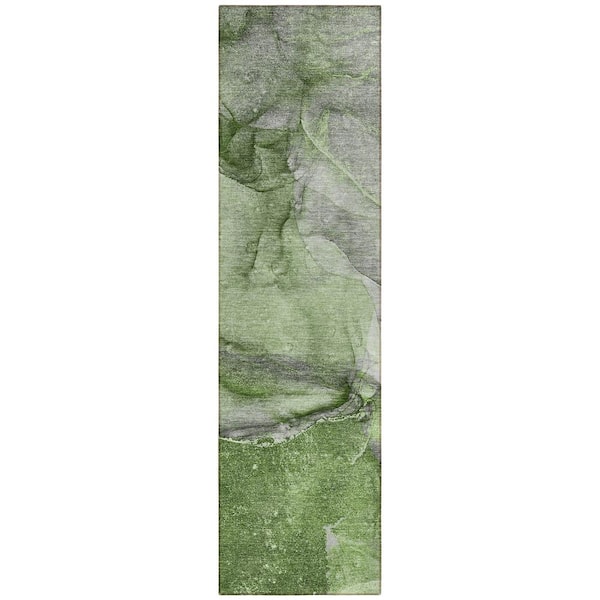 Addison Rugs Chantille ACN524 Olive 2 ft. 3 in. x 7 ft. 6 in. Machine Washable Indoor/Outdoor Geometric Runner Rug
