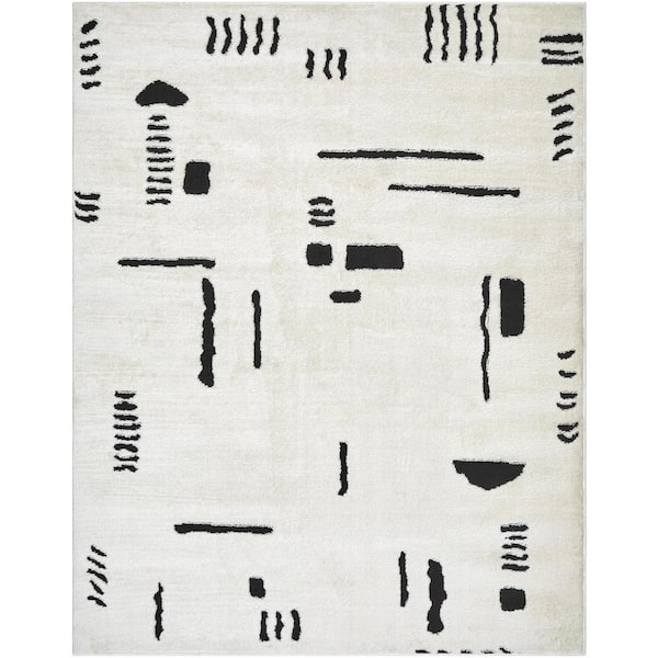 Livabliss Freud Ivory Modern 9 ft. x 12 ft. Indoor Area Rug