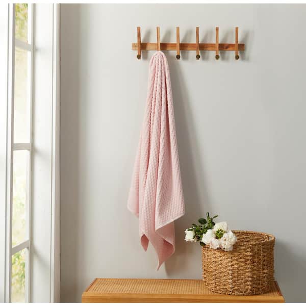 FRESHFOLDS Pink Cotton Lattice Textured Single Bath Sheet