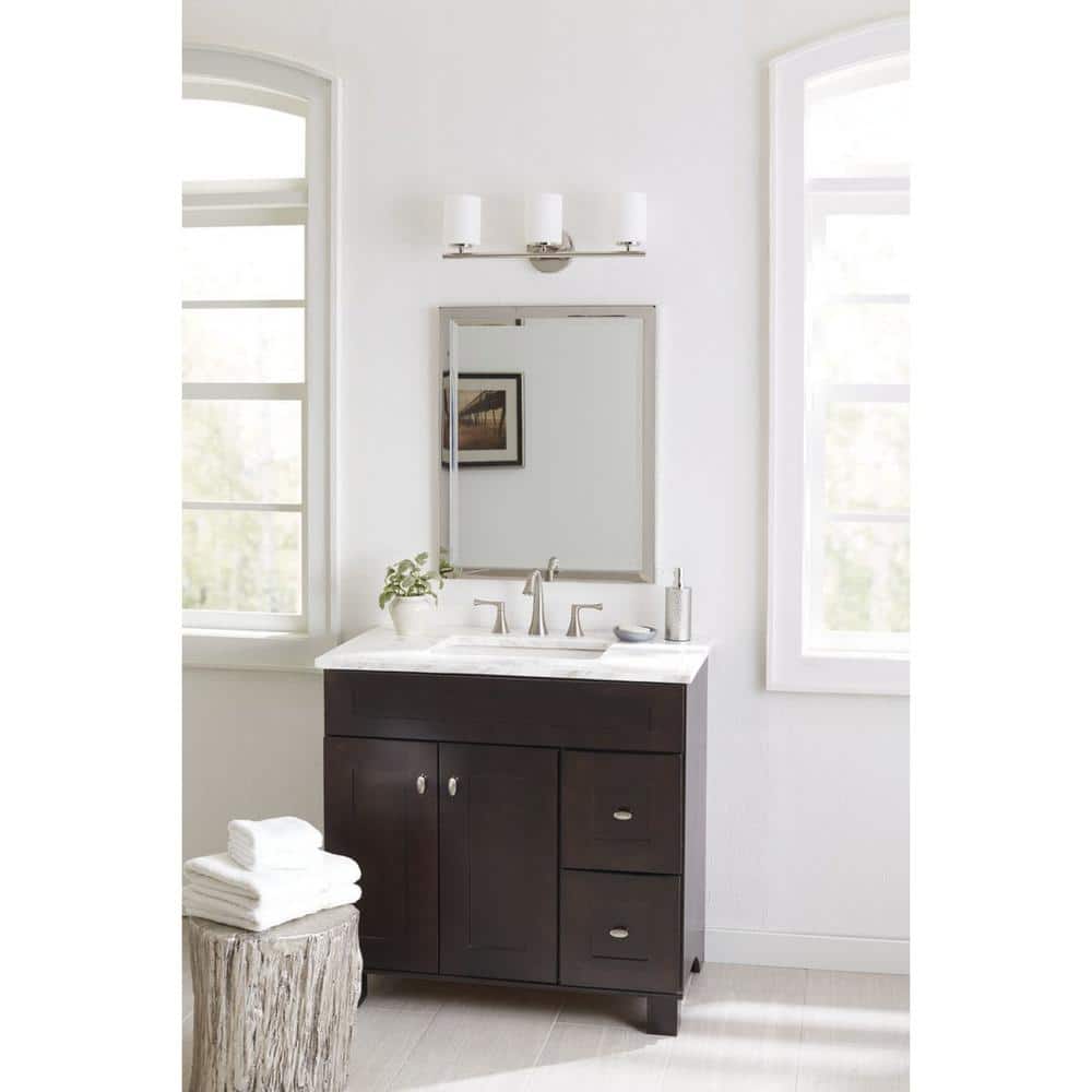 Polished Nickel 22" Dimmable Outdoor Vanity Light with Etched Glass Shades