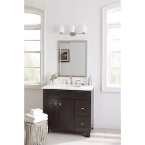 Replay Collection 22 in. 3-Light Polished Nickel Etched White Glass Modern Bathroom Vanity Light