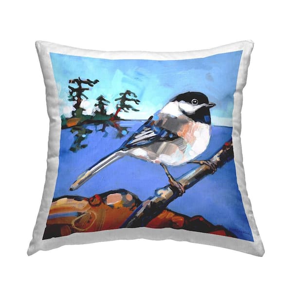 Stupell Industries Swallow Bird Perched Blue Print Polyester 18 in. X 18in. Throw Pillow