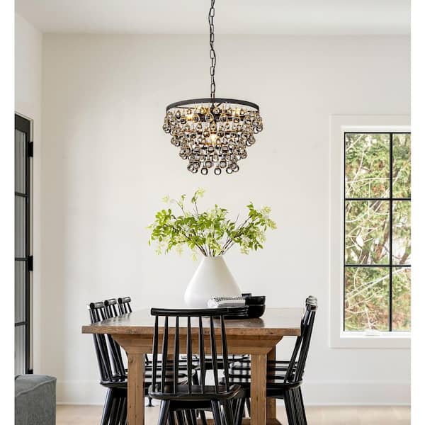 ALOA DECOR 9-Light 32 in. Contemporary Glam U-Shaped Crystal Matte Black  Circular Chandelier H7117D80MB04A - The Home Depot