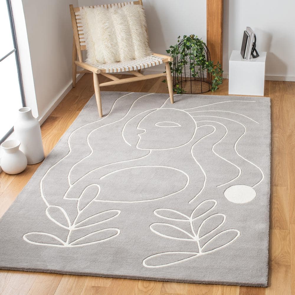 Handmade Art Deco Gray Wool 4' x 6' Tufted Area Rug