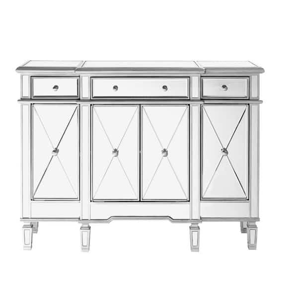 Unbranded Timeless Home 3-Drawer / 4-Door in Hand Rubbed Antique Silver Storage Cabinet 36 in. H x 14 in. W x 48 in. D