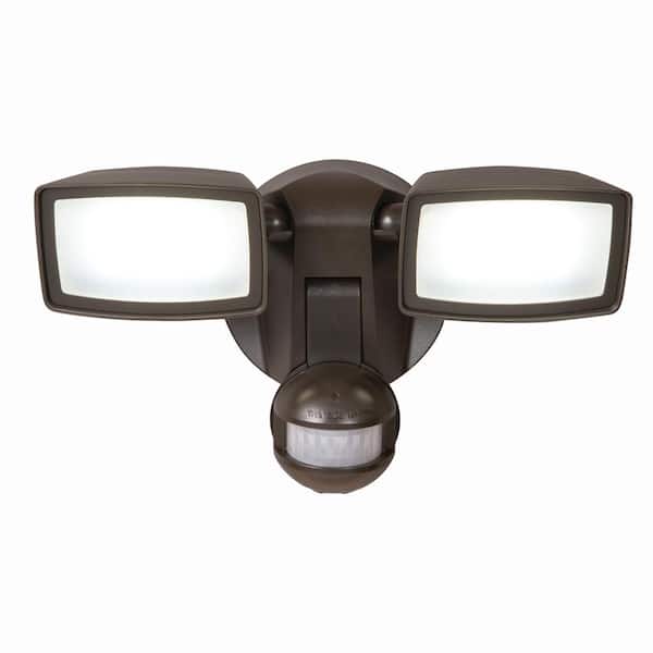 HALO 180-Degree Bronze Dual-Position Motion Activated Sensor Outdoor Integrated LED Flood Light