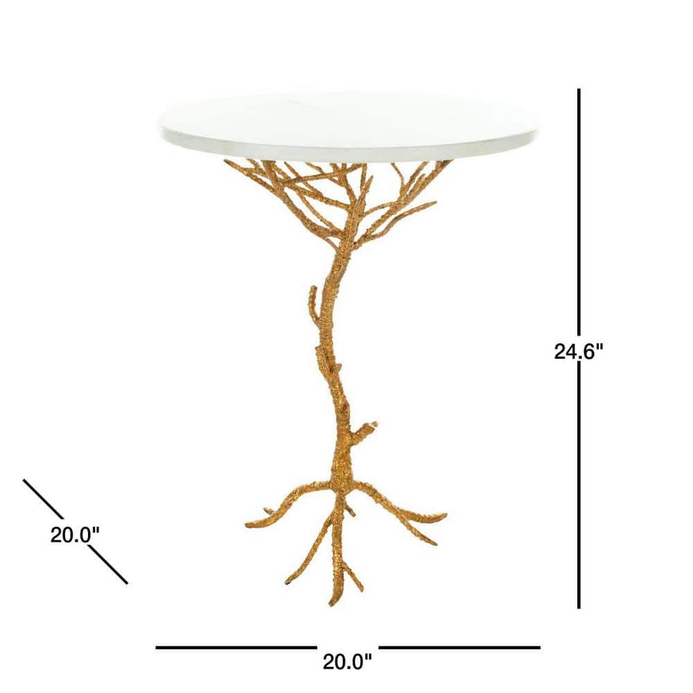 Carolyn Gold and White Granite Branch Accent Table