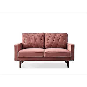 Feemster 57.5 in. Wide Velvet Tufted Cushion Back 2-Seater Loveseat, Rose