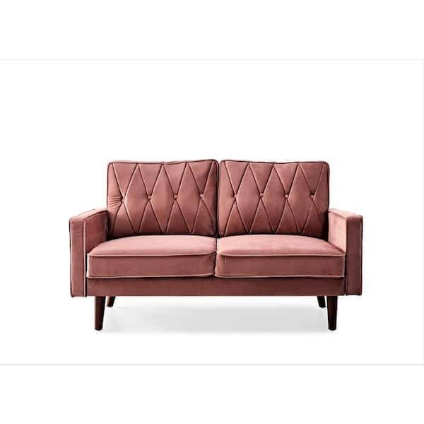 US Pride Furniture Feemster 58 in. Rose Tufted Velvet 2-Seat Loveseat with Cushion Back