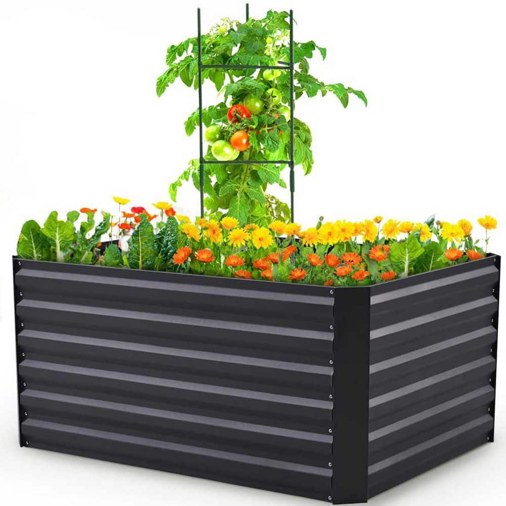4x3x2 ft. Metal Galvanized Raised Garden Bed Heightened Planter Box for Dee