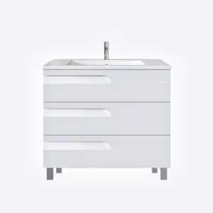 Vitta 39 in. W x 19 in. D x 34 in. H Single Bathroom Vanity in White with White Acrylic Top and White Integrated Sink