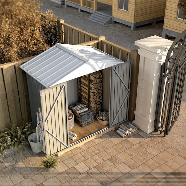 6 ft. W x 4 ft. D Outdoor Storage Metal Shed Utility Patio Shed for Garden and Backyard 24 sq. ft. in Gray