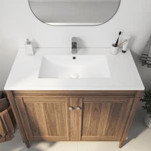 Tucson 36 in. W x 18 in. D x 7 in. H Vitreous China Vanity Top in White with Faucet Hole (Sink Only)