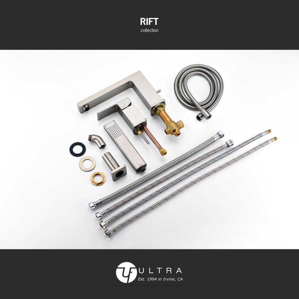 Brushed Nickel Single Handle Deck-Mounted Tub Faucet with Hand Shower
