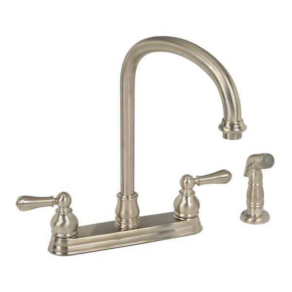 American Standard Hampton 2-Handle Standard Kitchen Faucet in Brushed Nickel with Escutcheon Plate