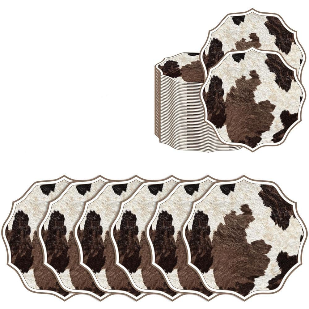 100 Piece 13 in. Cow Paper Placemats, Scalloped Western Placemats Disposable Place Mats for Party Table Setting Wedding price history on PriceWatchPro