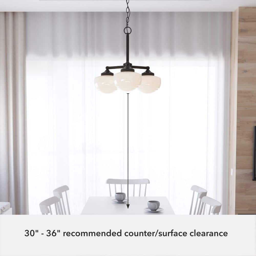 Saddle Creek Noble Bronze 3-Light Schoolhouse Chandelier with Cased White Glass