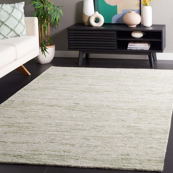 Ebony 6 ft. x 9 ft. Green/Ivory Distressed Striped Abstract Area Rug