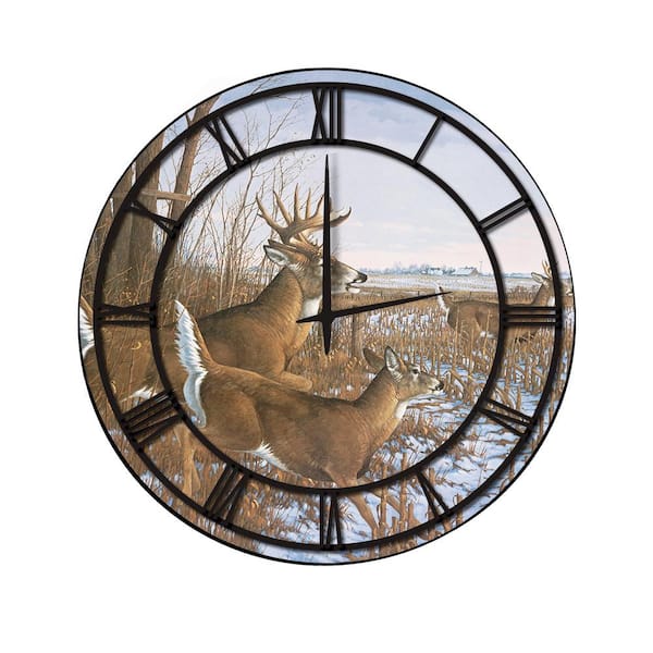 Unbranded "Season's End" Full Coverage Art and Black Numbers Imaged Wall Clock