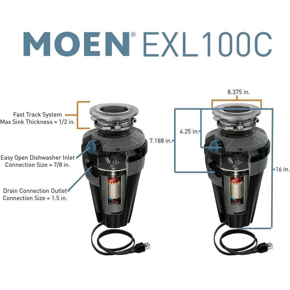 Moen Chef Series 1 HP Continuous Feed Garbage Disposal with LED Lighting