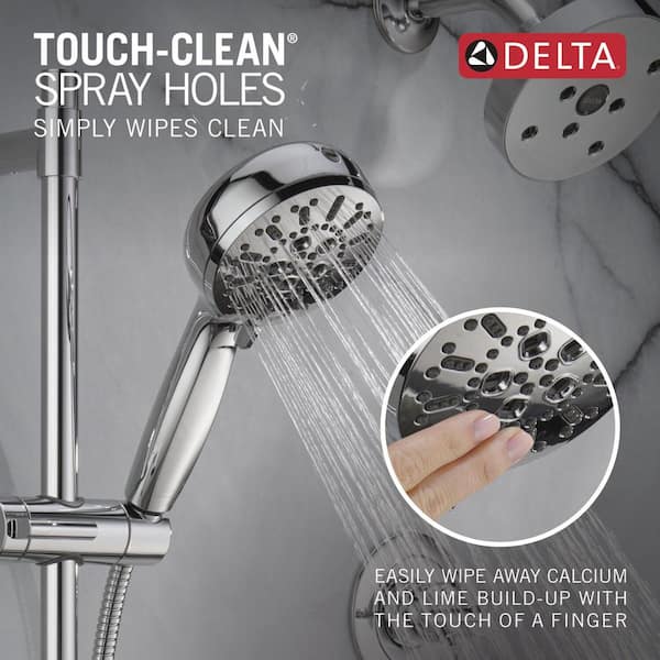 7-Setting Wall Mount Hand Shower with Cleaning Spray in Lumicoat Chrome