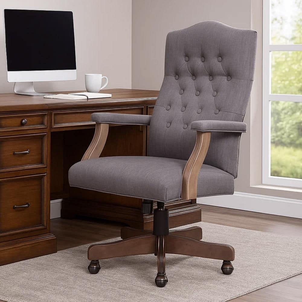 Jake Fabric Button Tufted Executive Chair in Slate Gray and Driftwood Gray with Arms price history on PriceWatchPro