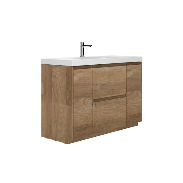 MT 47.25 in. W x 19.6 in. D Single Sink Freestanding Bath Vanity in Mature Oak with White Resin Vanity Top