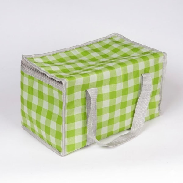13.8 x 7.9 x 7.9 in Insulated Cooler Bag with Zippered Top, Foldable Reusable Picnic Tote, Green