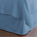 Putnam Matelasse 14 in. Cornflower Blue Cotton King Bed Skirt