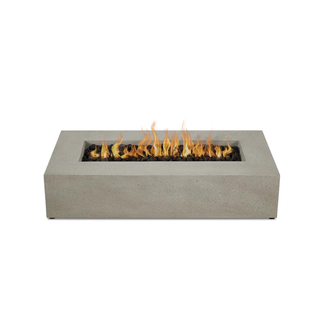 Gray Rectangular Glass Fiber Reinforced Concrete Gas Fire Pit Table