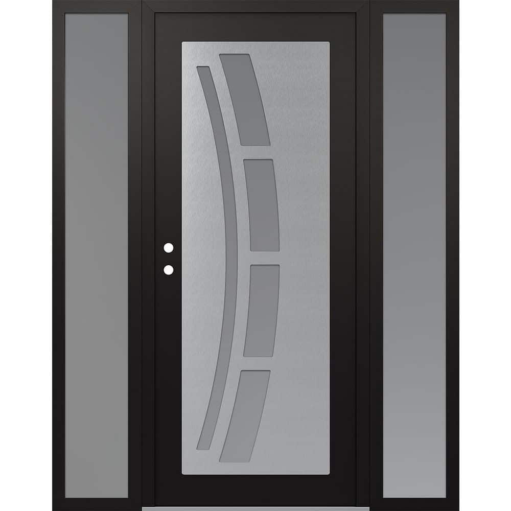 C12 64 in. x 80 in. Silver P Right-Hand/Inswing Frosted Glass Black/White 2 Sidelite Steel Prehung Front Door price history on PriceWatchPro