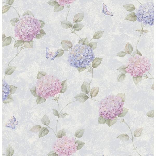 Brewster 56 sq. ft. Hydrangea Floral Wallpaper