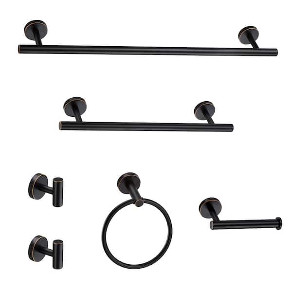 6-Piece Bath Hardware Set 24 in. and 16 in. with Mounting Hardware in Oil Rubbed Bronze