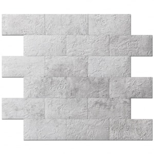 Stone Design Porcelain white 13 in. x 11 in. PVC Peel and Stick Tile for Kitchen Bathroom Fireplace (9.9 sq. ft./pack)