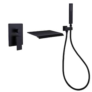 Single Handle 2-Spray Wall Mount Tub and Shower Faucet 2 GPM in Matte Black Valve Included