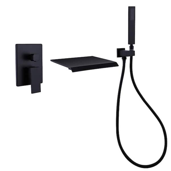 Satico Single Handle 2-Spray Wall Mount Tub and Shower Faucet 2 GPM in Matte Black Valve Included